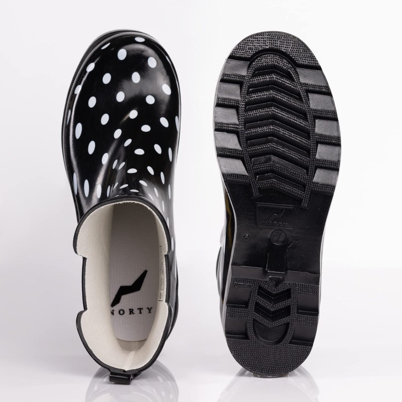 NORTY - Womens Ankle Rain Boots - Ladies Waterproof Winter Spring Garden Boot runs Â½ size large Polka Dot Black White Size 8 - Image 2